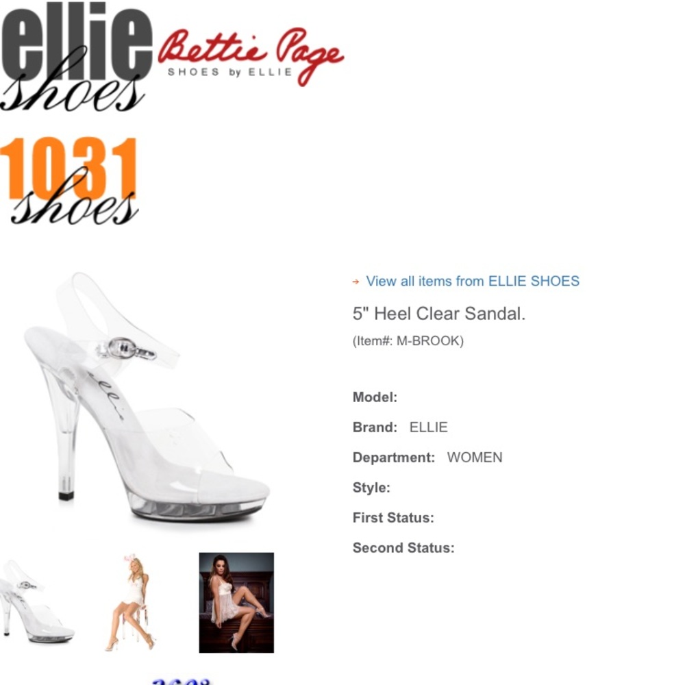 Ellie Clear 5” Heels 7 M-Brook NWOT